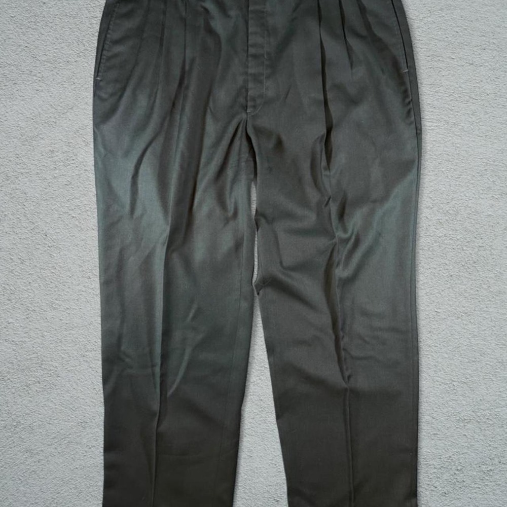 Hart Schaffner & Marx Vintage Wool Pleated Trousers 34x30 Olive Charcoal USA